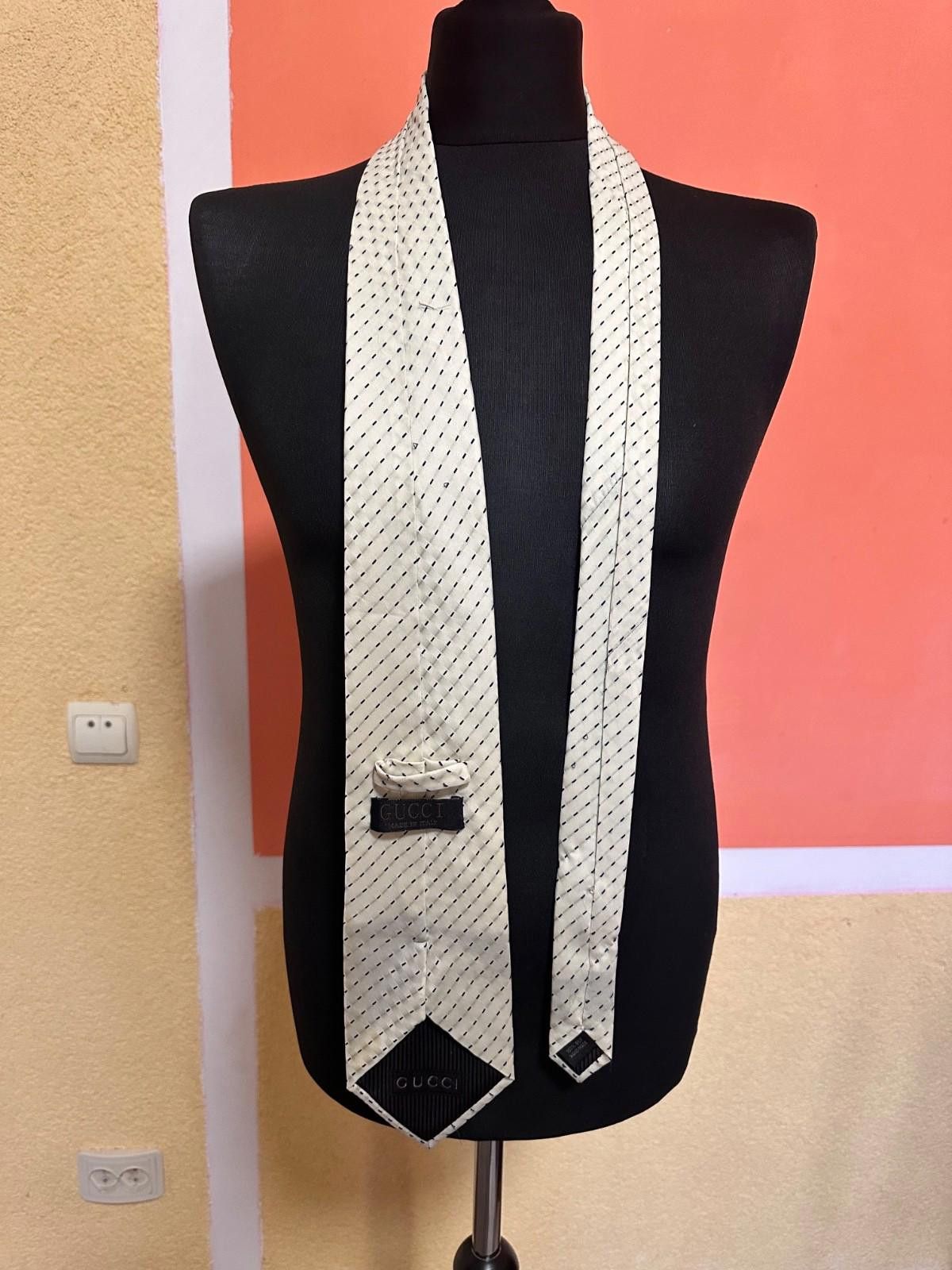 Gucci Gucci White Tie Silk Made In Italy Size ONE SIZE - 3 Thumbnail