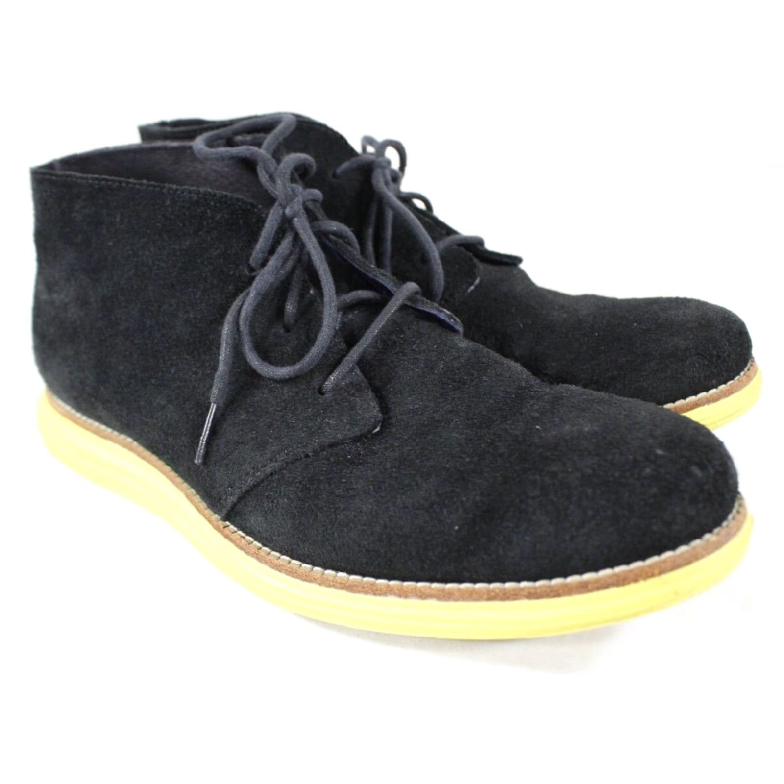 Cole Haan LunarGrand Chukka Boots Suede Mens C11185 9.5 Black Neon Yellow Cole Haan Chamberlin Grand Chukka (Men main image 2