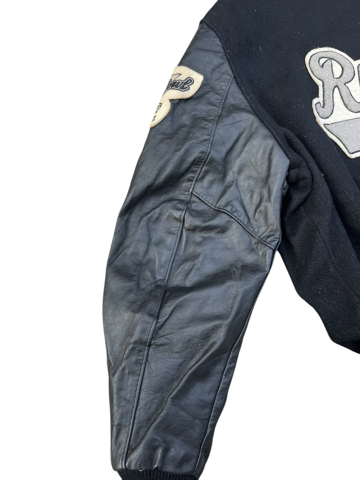 NBA 80s 90s DeLONG Raiders Football Distressed Varsity Jacket Size US L / EU 52-54 / 3 - 19 Thumbnail