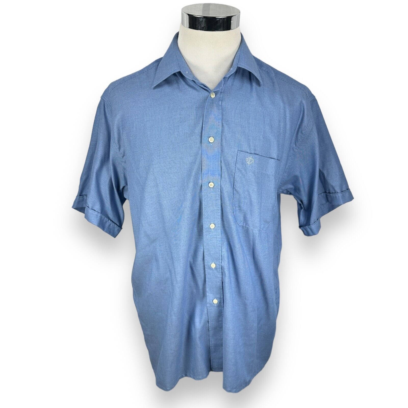 Christian Dior Shirt Blue Logo Short Sleeve Button