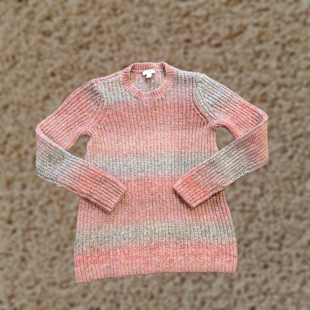 J. Jill J. Jill Sweater Womens XS Pink Striped Wool Knit Long Sleeve Crew Neck Pullover Cute Classic Casual Knitwear Pullover Wool Sweatshirt Size XS / US 0-2 / IT 36-38 - 1 Thumbnail