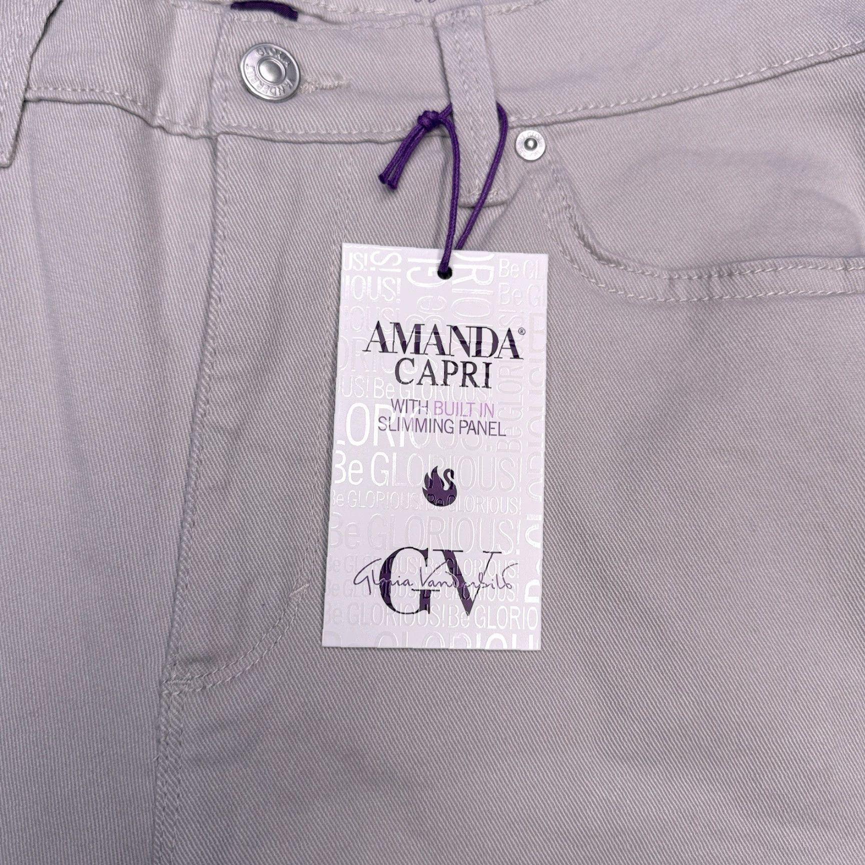Gloria Vanderbilt VINTAGE not | Gloria Vanderbilt Amanda Capri Jeans 10P Petite Stonewood Stretch High Rise 5-Pocket Denim Jeans Women Small Beige NWT Size 32" / US 10 / IT 46 - 5 Thumbnail