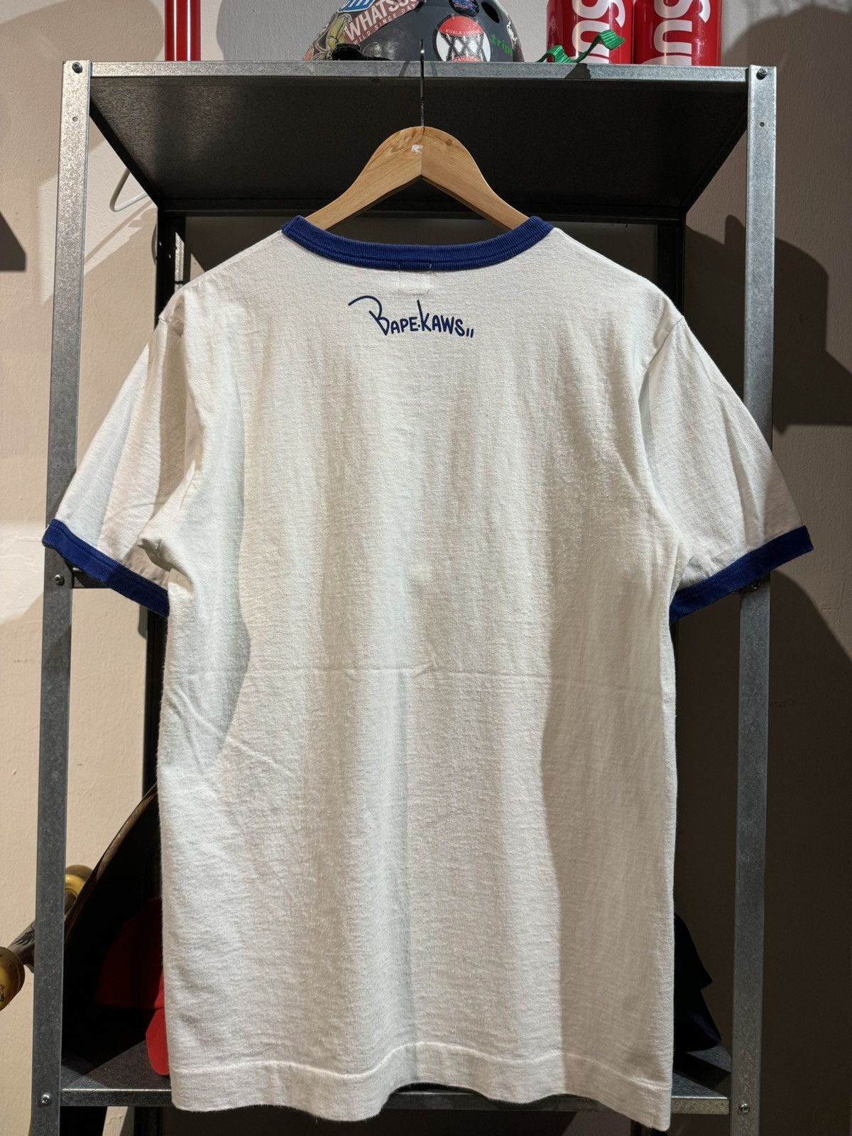 Bape × Kaws Vtg A Bathing Ape BAPE x Kaws Baby Milo Ringer White Tee Size US M / EU 48-50 / 2 - 11 Thumbnail