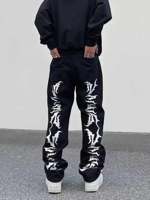 Designer × Vintage High Street Straight Loose Gothic y2k Jeans Trousers Size US 32 / EU 48 - 3 Thumbnail