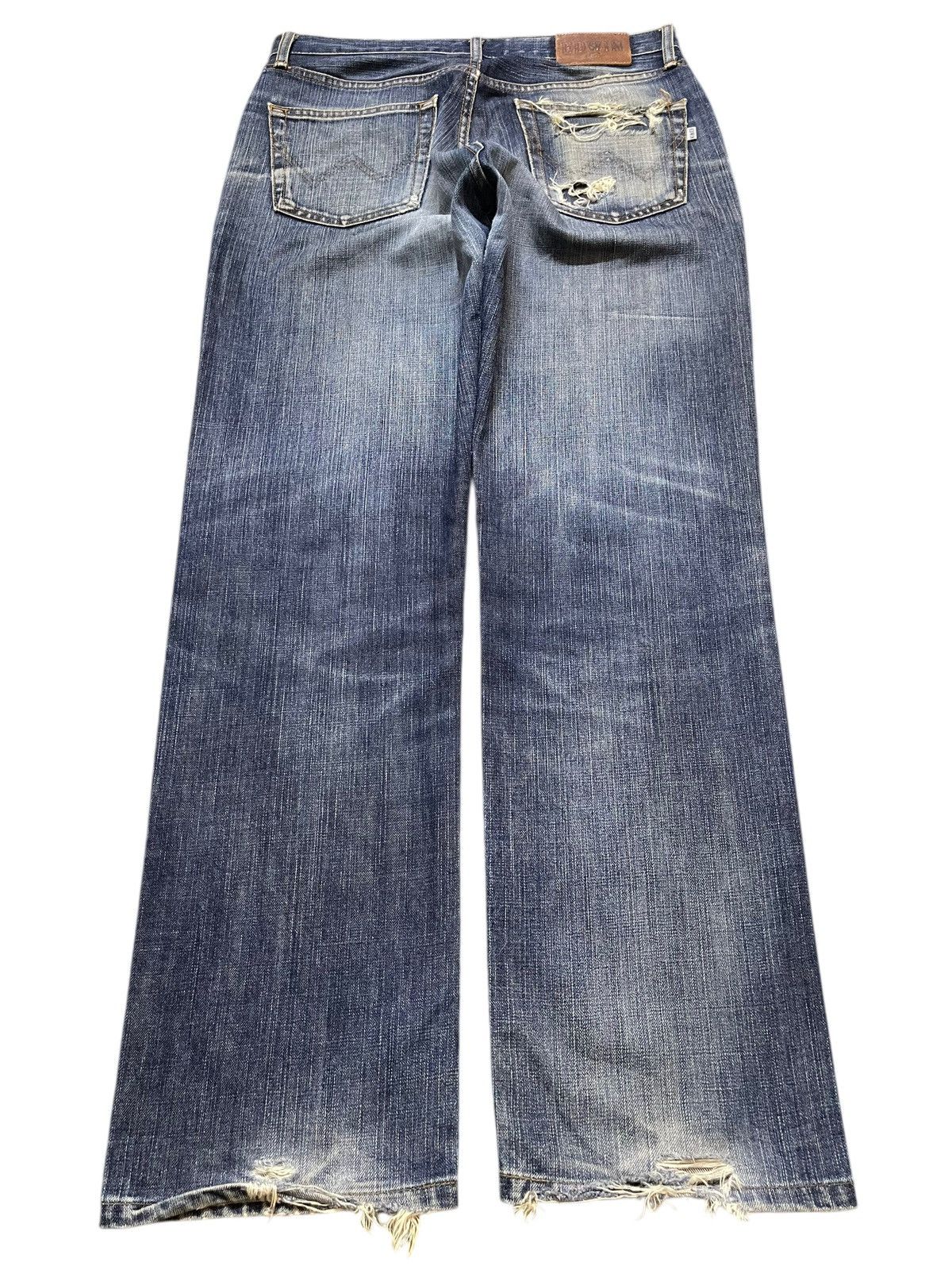 Edwin Vintage 90s Edwin 403 Faded Wash Distressed Loose Jeans Size US 32 / EU 48 - 2 Thumbnail