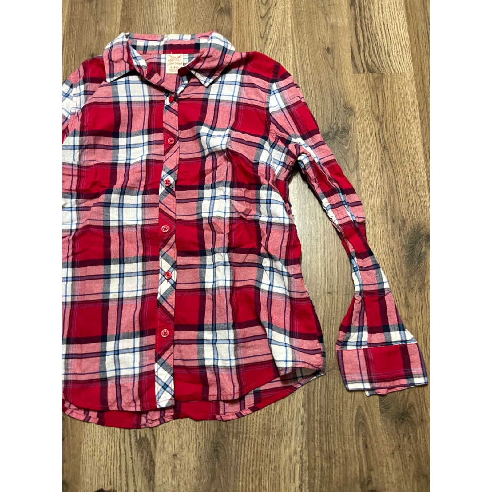 Faded Glory Faded Glory Shirt Women's Small Red Plaid Button Up Long Sleeve Size S / US 4 / IT 40 - 5 Thumbnail