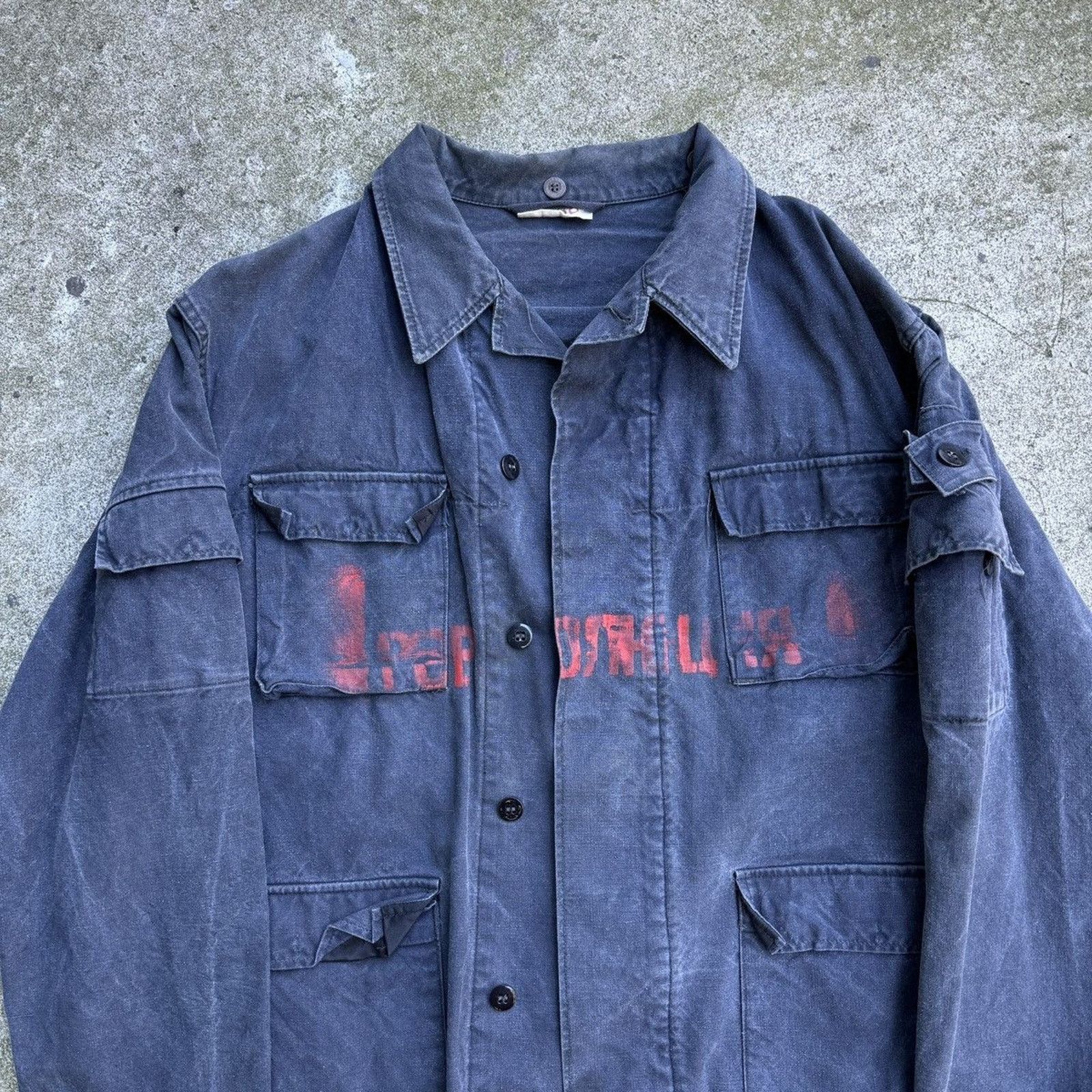 Vintage Faded Stencil Cargo Work Jacket ERD Grunge Chrome Balenci Size US L / EU 52-54 / 3 - 4 Thumbnail