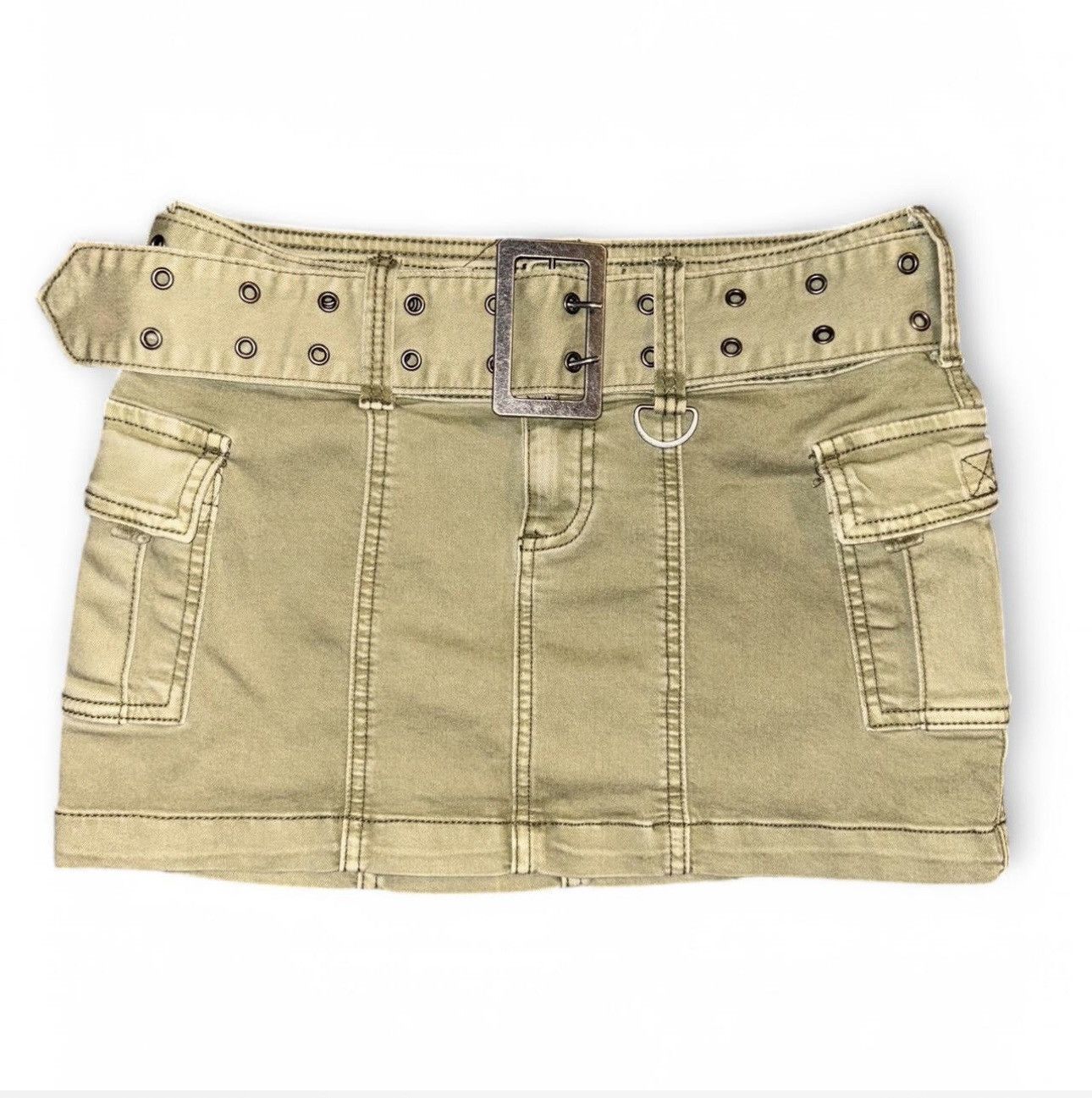 Urban Outfitters Green Khaki Cargo Mini Skirt Size 26" / US 2 / IT 38 - 1 Thumbnail