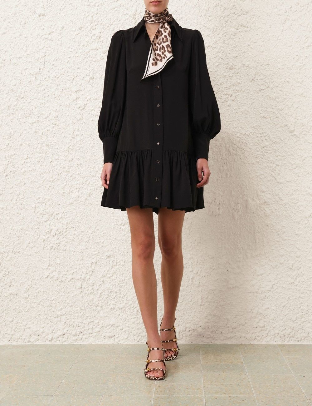 oc11z0825 Shirt Mini Dress in Black