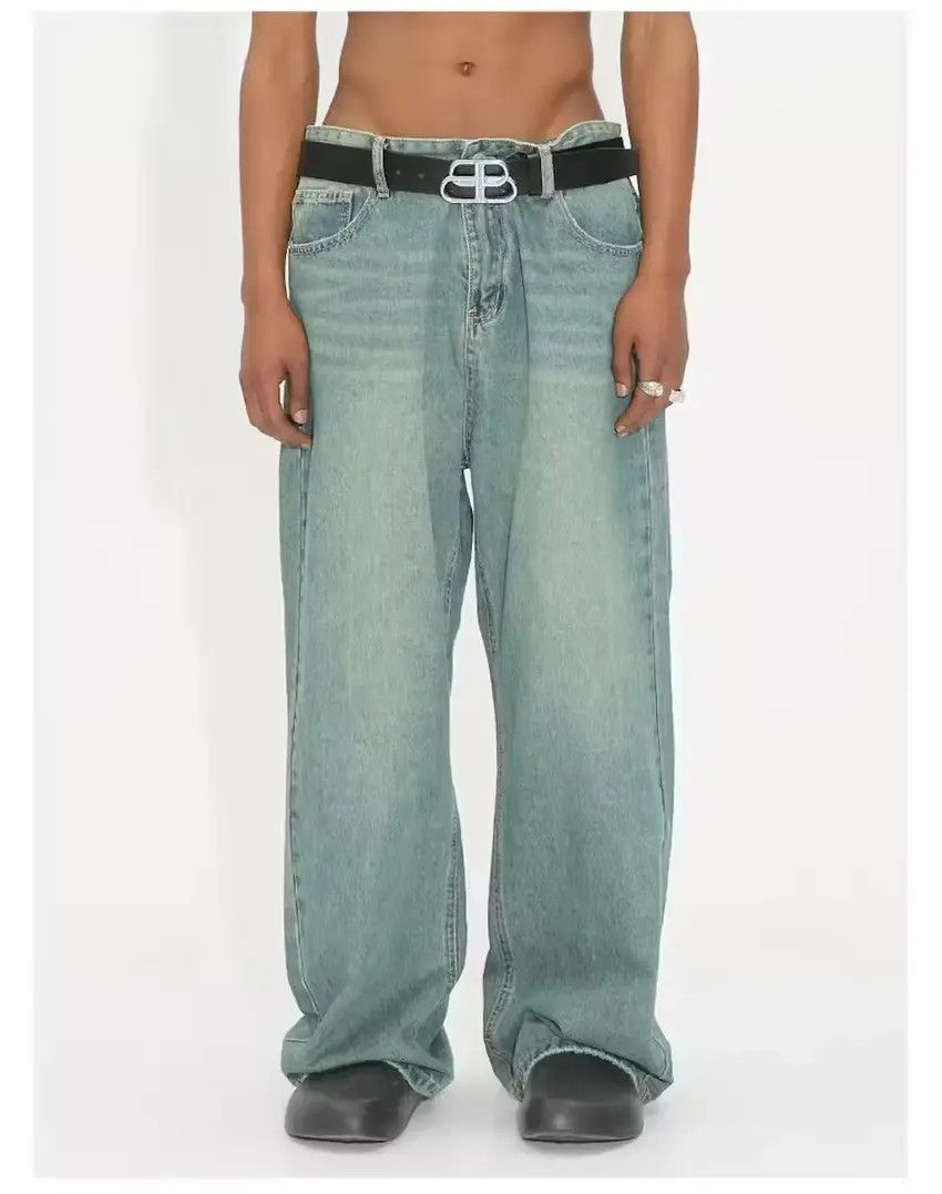 Designer × Japanese Brand Faded wash baggy straight-leg jeans Size US 34 / EU 50 - 1 Thumbnail