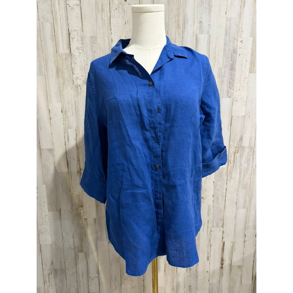 Chicos Chico's Tunic Shirt Womens Size 0/4 Blue Button-Up Collared Size S / US 4 / IT 40 - 2 Thumbnail