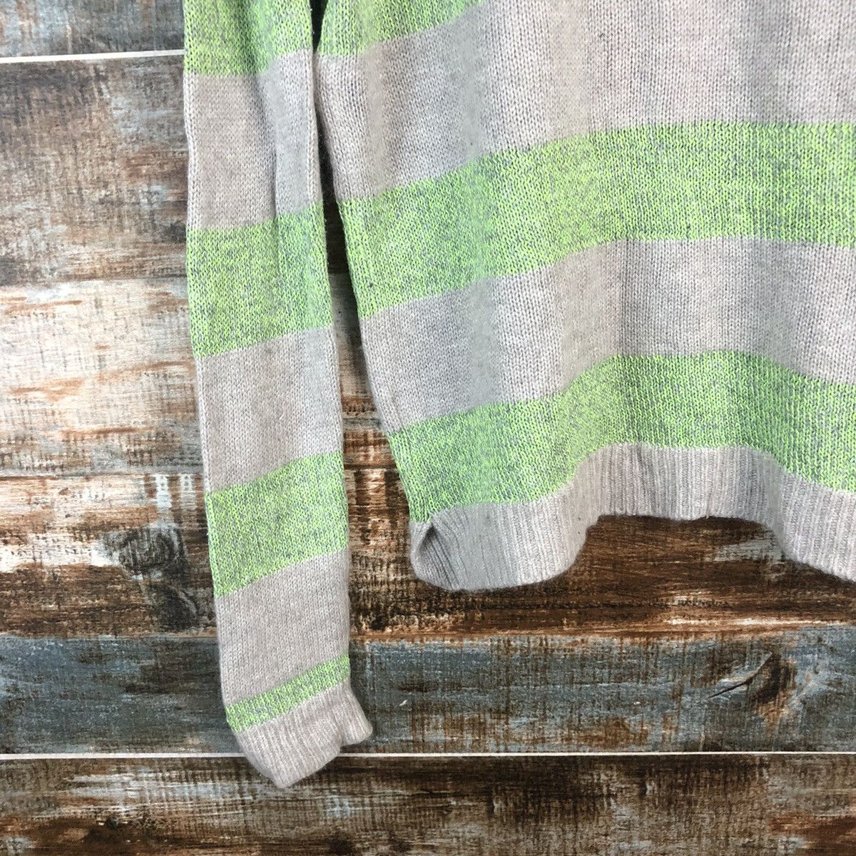Japanese Brand DL Frees Phrase Stripe Green Knitwear #C518 Size US M / EU 48-50 / 2 - 14 Thumbnail