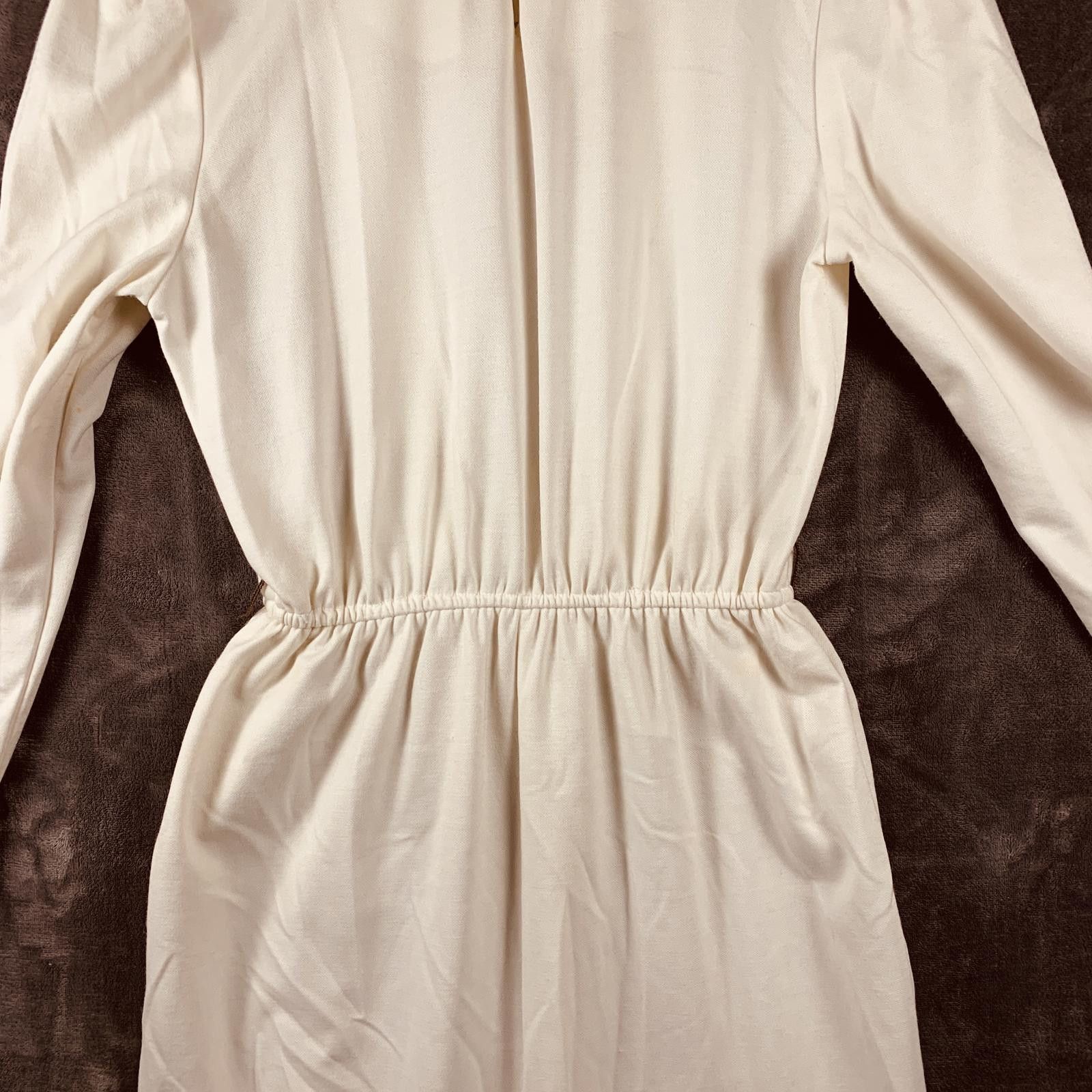 Designer Vintage Periwinkle Cream LS Wool Midi Dress w Button DTL 382 Size XL / US 12-14 / IT 48-50 - 9 Thumbnail