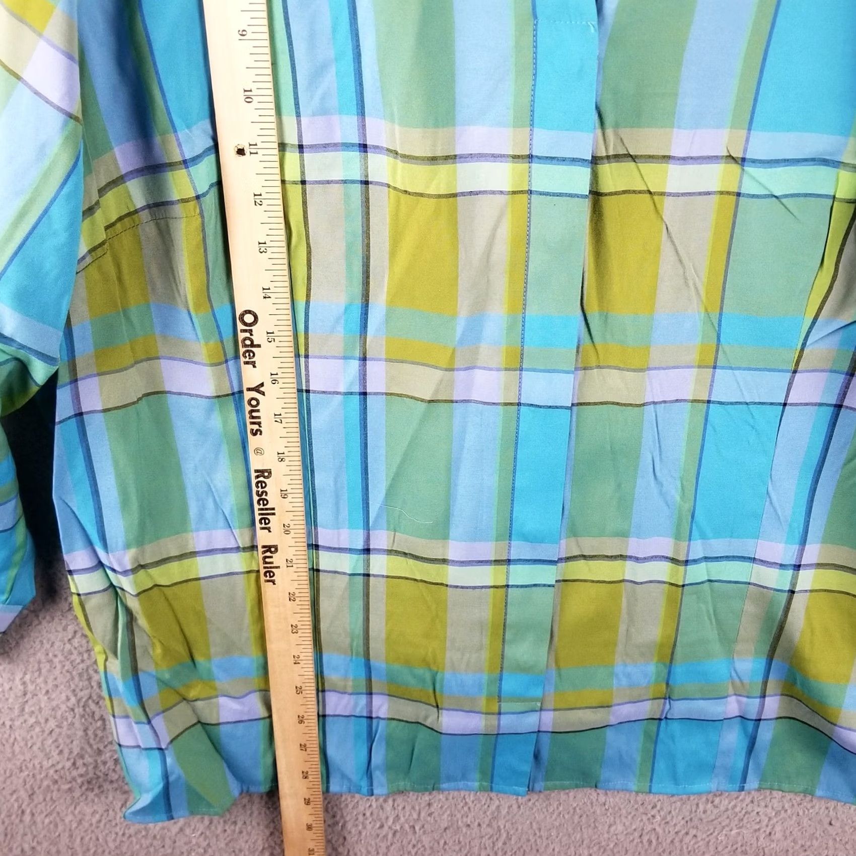 Vintage Koret Button Down Shirt Blouse Woman Plus Size 26 Blue Plaid Button-Up Shirt Womens Size 4XL / US 24-26 - 5 Thumbnail