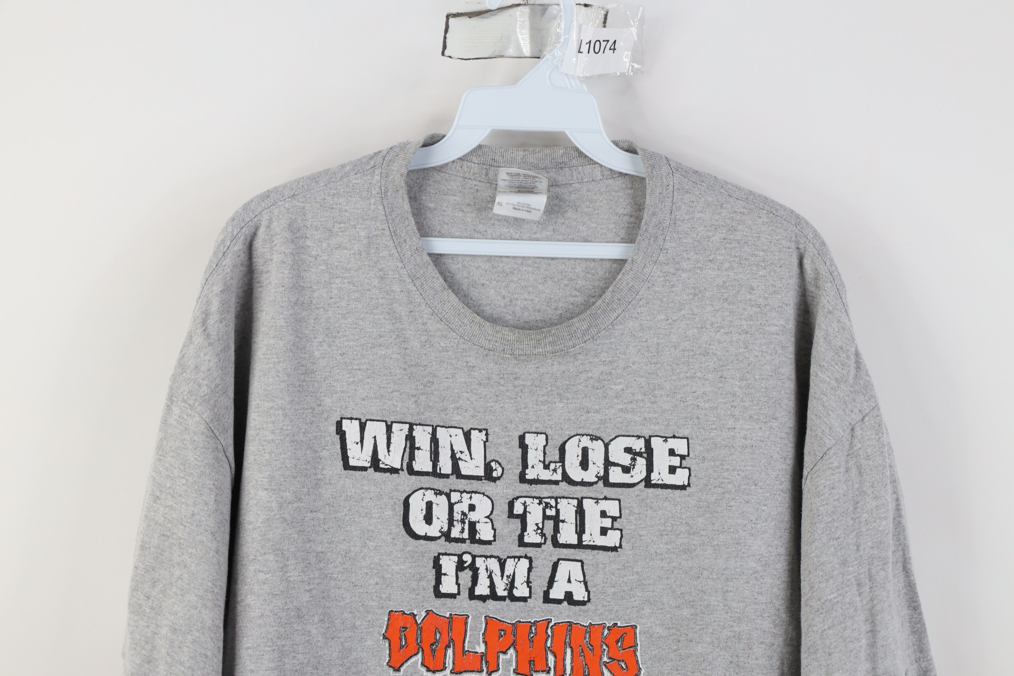 Vintage Vinage 90s Y2K Tie Miami Dolphins Football Fan T-Shirt Gray Size US XL / EU 56 / 4 - 2 Thumbnail