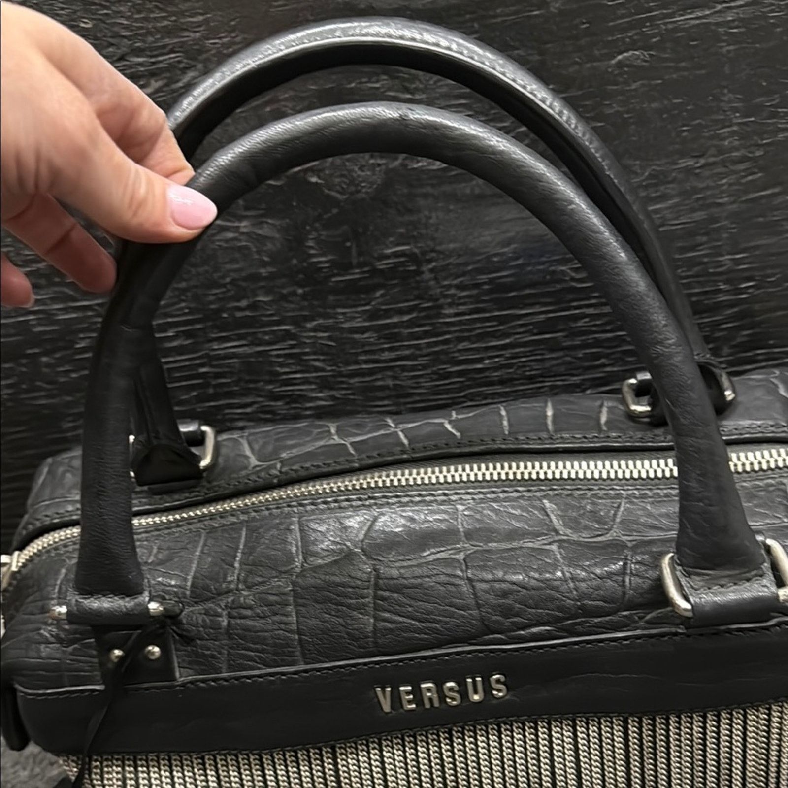 Versus Versace Versus Versace Black Fringe Leather Women's Handbag Size ONE SIZE - 3 Thumbnail