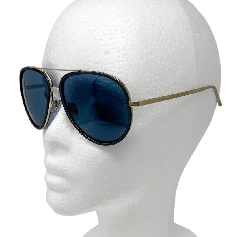 Linda Farrow Linda Farrow Aviator Sunglasses Blue Gold w/ case LFL 539/5 Size ONE SIZE - 3 Thumbnail