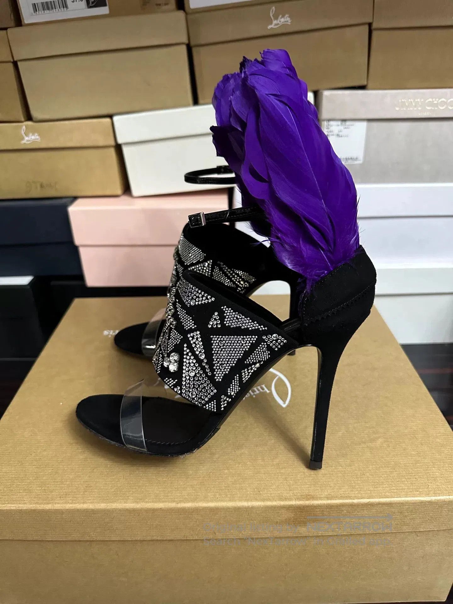 Giuseppe Zanotti Giuseppe Zanotti Purple Feather Rhinestone Heels. Size US 7 / IT 37 - 3 Thumbnail