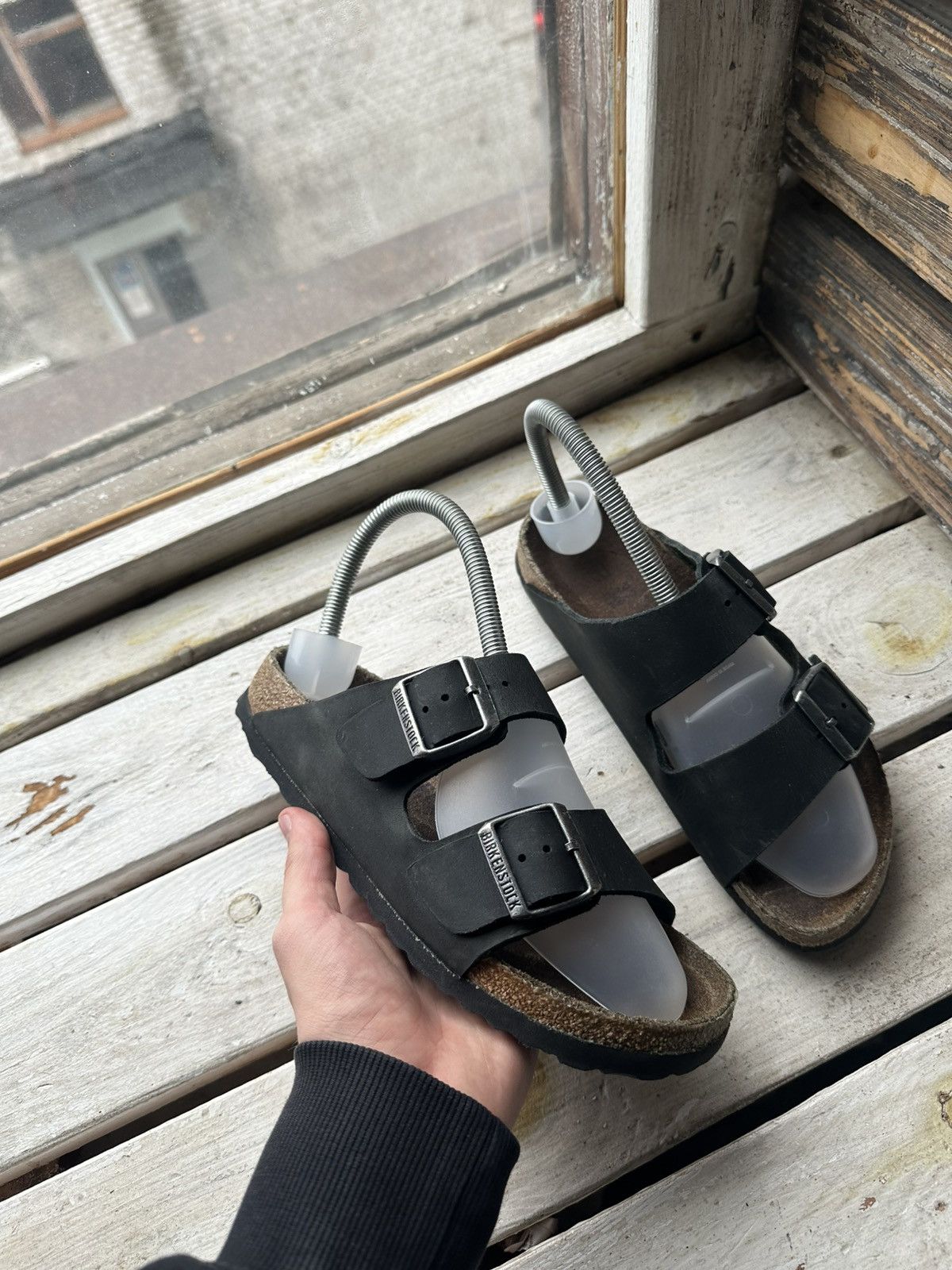 Birkenstock 🚨 VNTG Birkenstock 38 black unisex Luxe Sandals rare slides Size US 8 / IT 38 - 1 Thumbnail