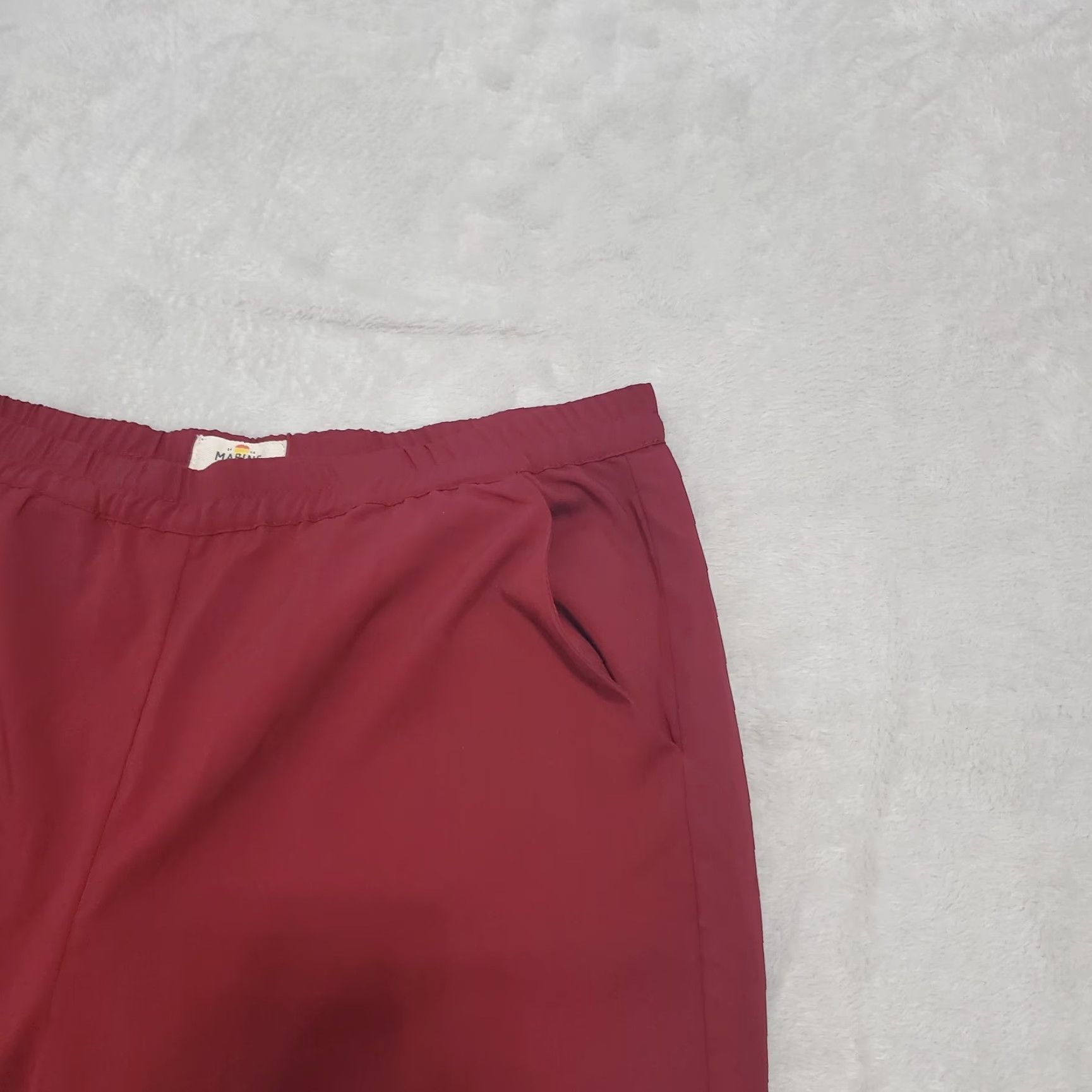 Marine Layer VINTAGE Marine Layer Pants Womens M Burgundy Allison Elastic Waist Tulip Hem Lightweight Size 32" / US 10 / IT 46 - 4 Thumbnail