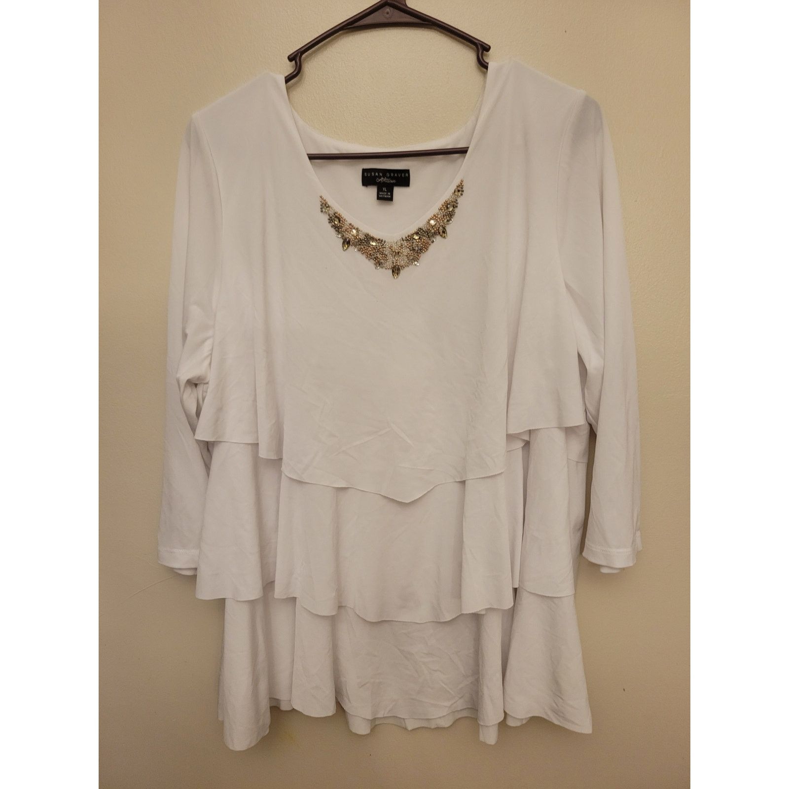 Other Susan Graver White Designer Gem top XL Size XL / US 12-14 / IT 48-50 - 1 Thumbnail