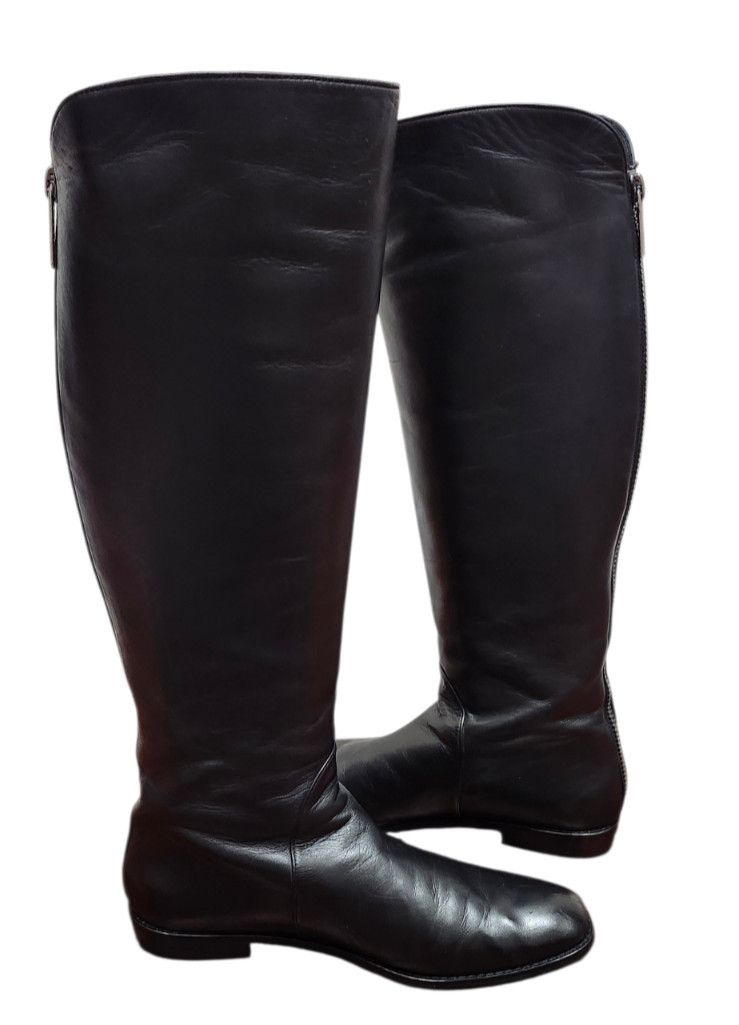 Stuart Weitzman Stuart Weitzman Black Leather Knee High Riding Boots Side Size US 7.5 / IT 37.5 - 12 Thumbnail