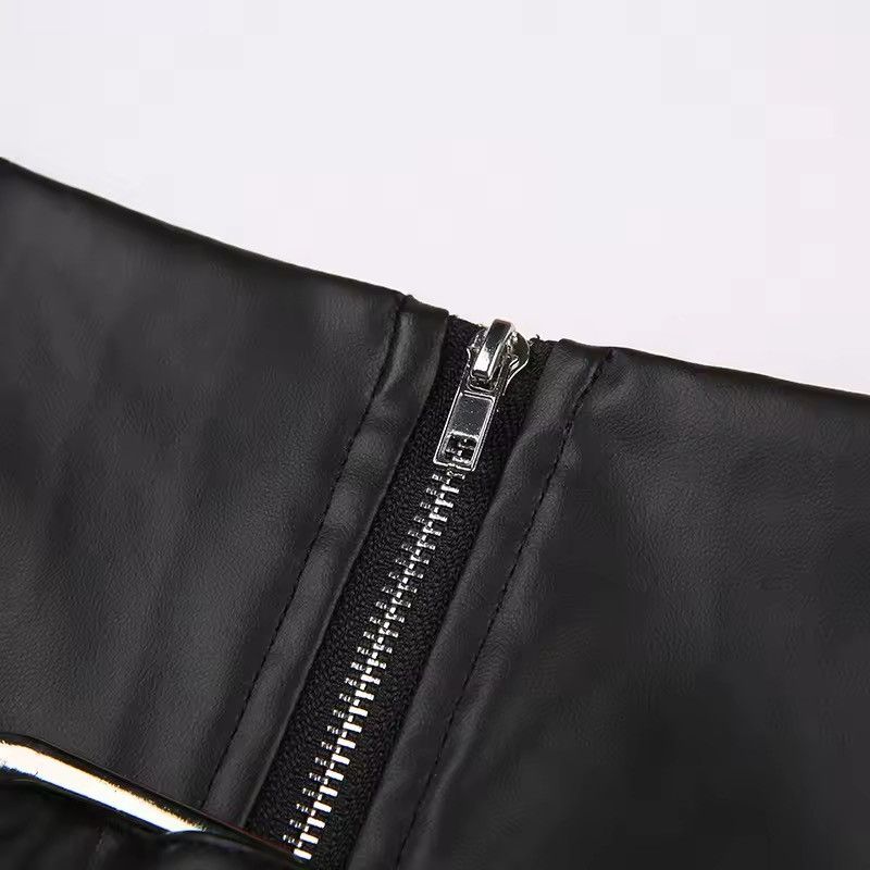 Designer PU Leather Dark Hotsweet Style Gothic Punk Skirt Size 30" / US 8 / IT 44 - 6 Thumbnail