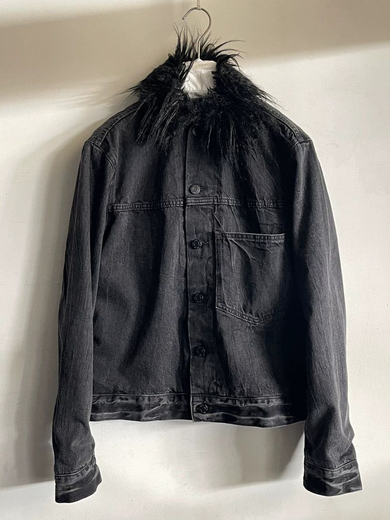 helmut lang fur collar denim jacket