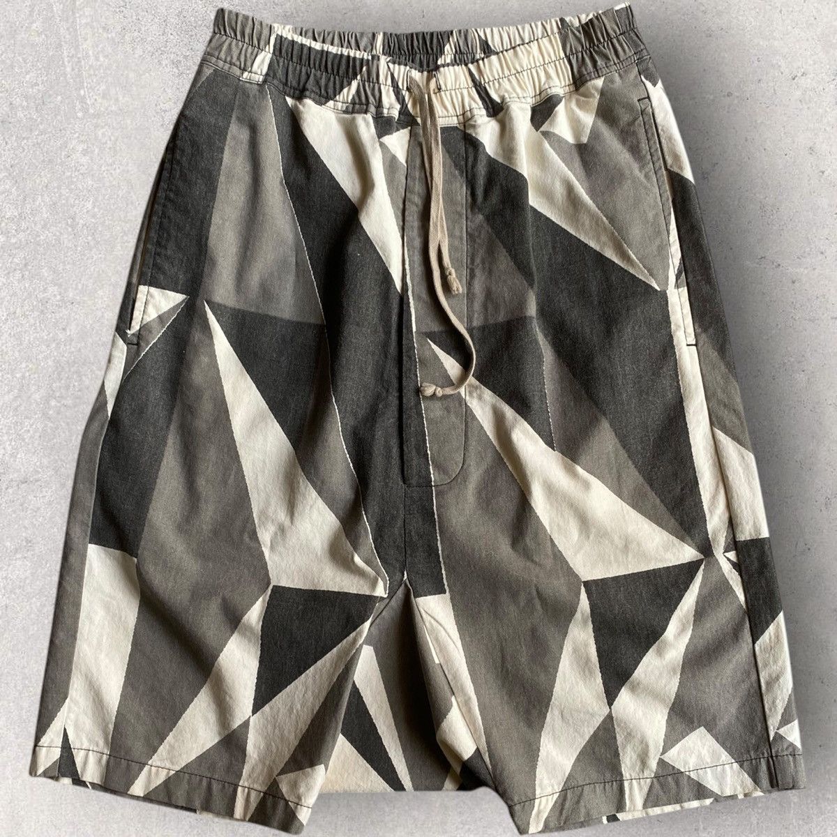 Pre-owned Rick Owens X Rick Owens Drkshdw Ss13 Geometric Camo Drop Crotch Shorts In Gray