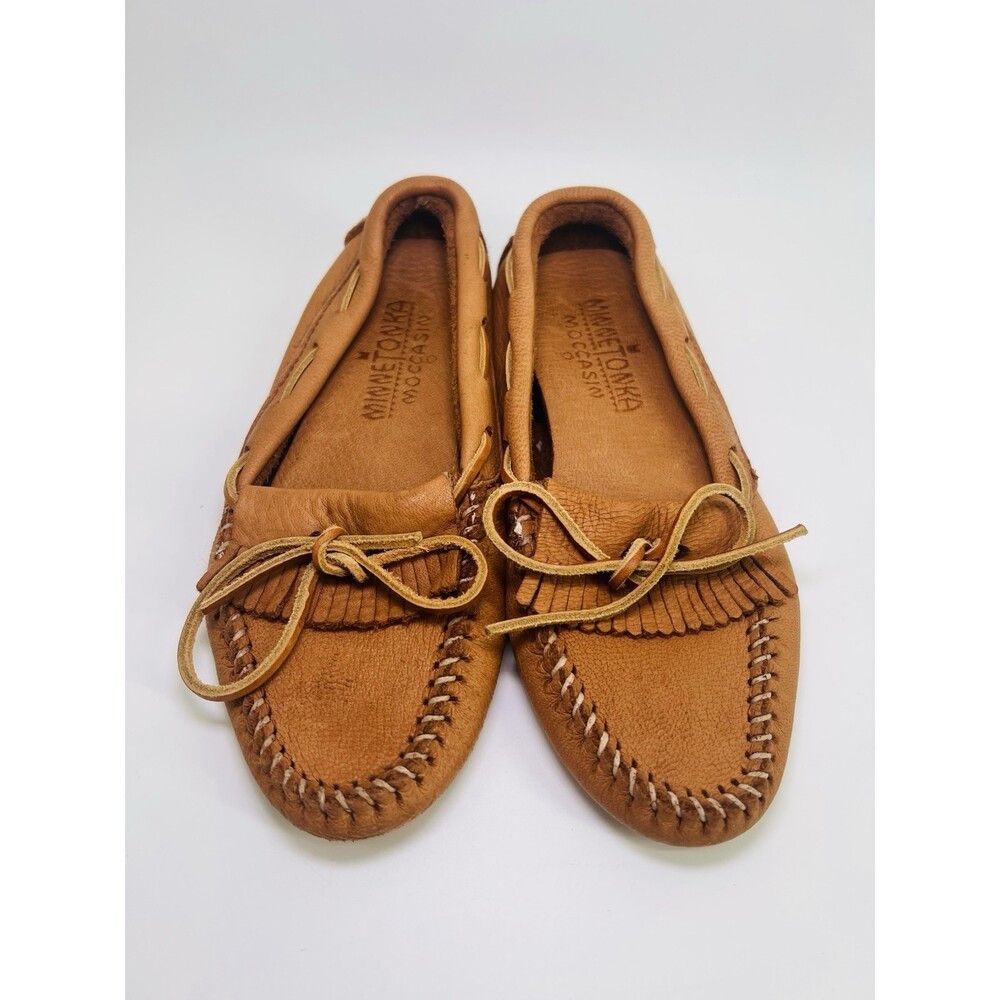 Minnetonka Minnetonka Moccasin Moose Hide Leather Driver Tan Handmade Size US 6.5 / IT 36.5 - 2 Thumbnail