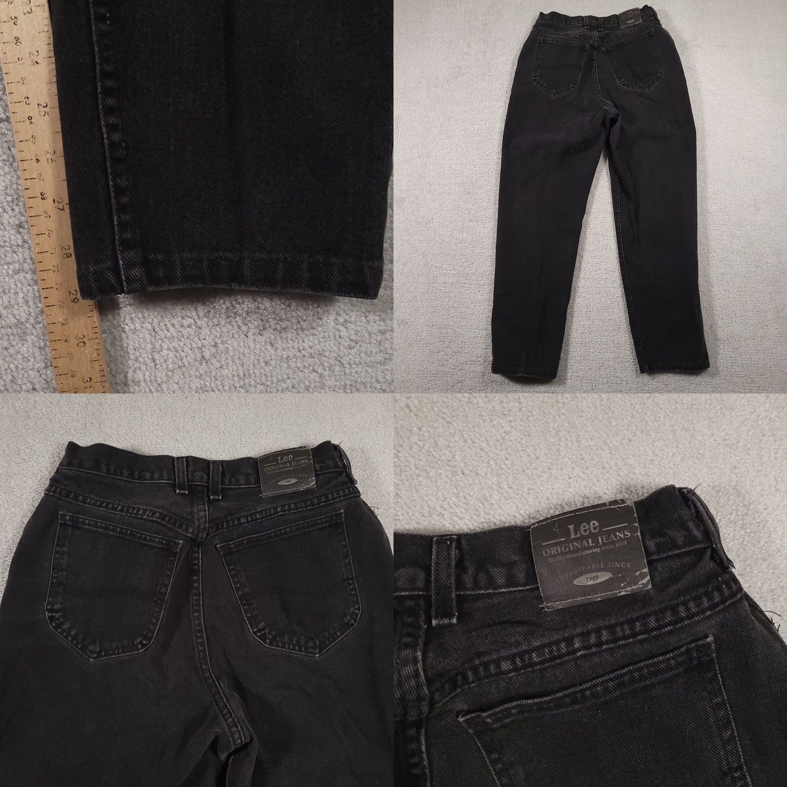 Lee VINTAGE Lee High Rise Denim Mom Jeans Women's 10 Tapered Black USA Made Shirt Size 32" / US 10 / IT 46 - 9 Thumbnail