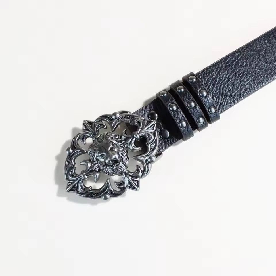 Japanese Brand Gothic Y2K Women Men Lion Studed Pu Leather Belts Size 30 - 4 Thumbnail