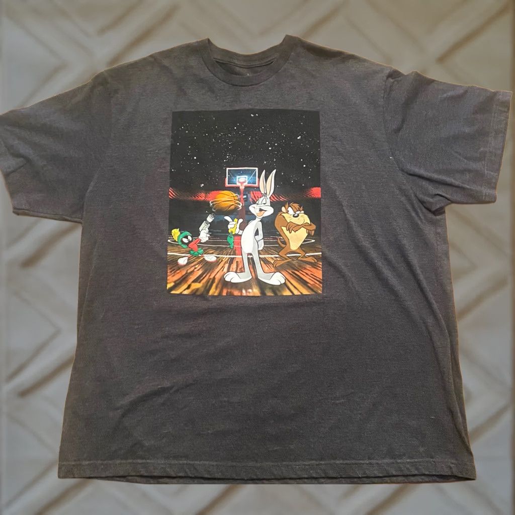 Vintage Bugs Bunny T-Shirt Looney Tunes Space Jam Mens 4XL Gray Cartoon Size US XXL / EU 58 / 5 - 1 Thumbnail
