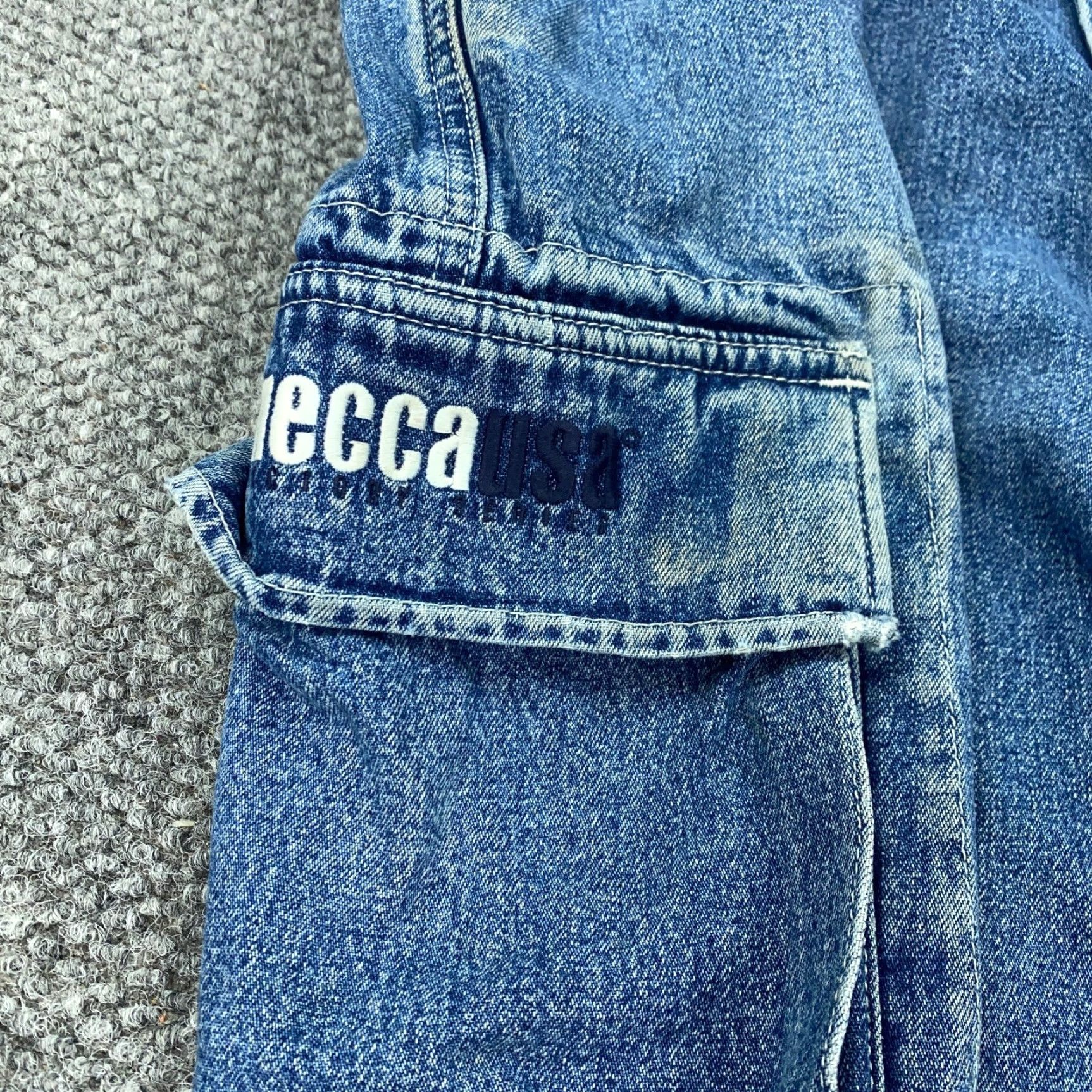 Vintage VINTAGE Mecca Cargo Jeans Mens Size 38 Straight Fit Denim Distressed 90s Grunge Baggy Skater Size US 36 / EU 52 - 5 Thumbnail