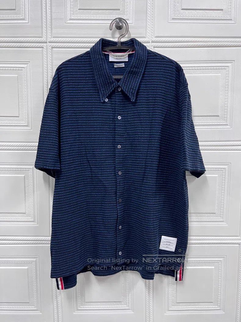Thom Browne Thom Browne Blue Striped Knit Short Sleeve Shirt Size US XXL / EU 58 / 5 - 1 Thumbnail