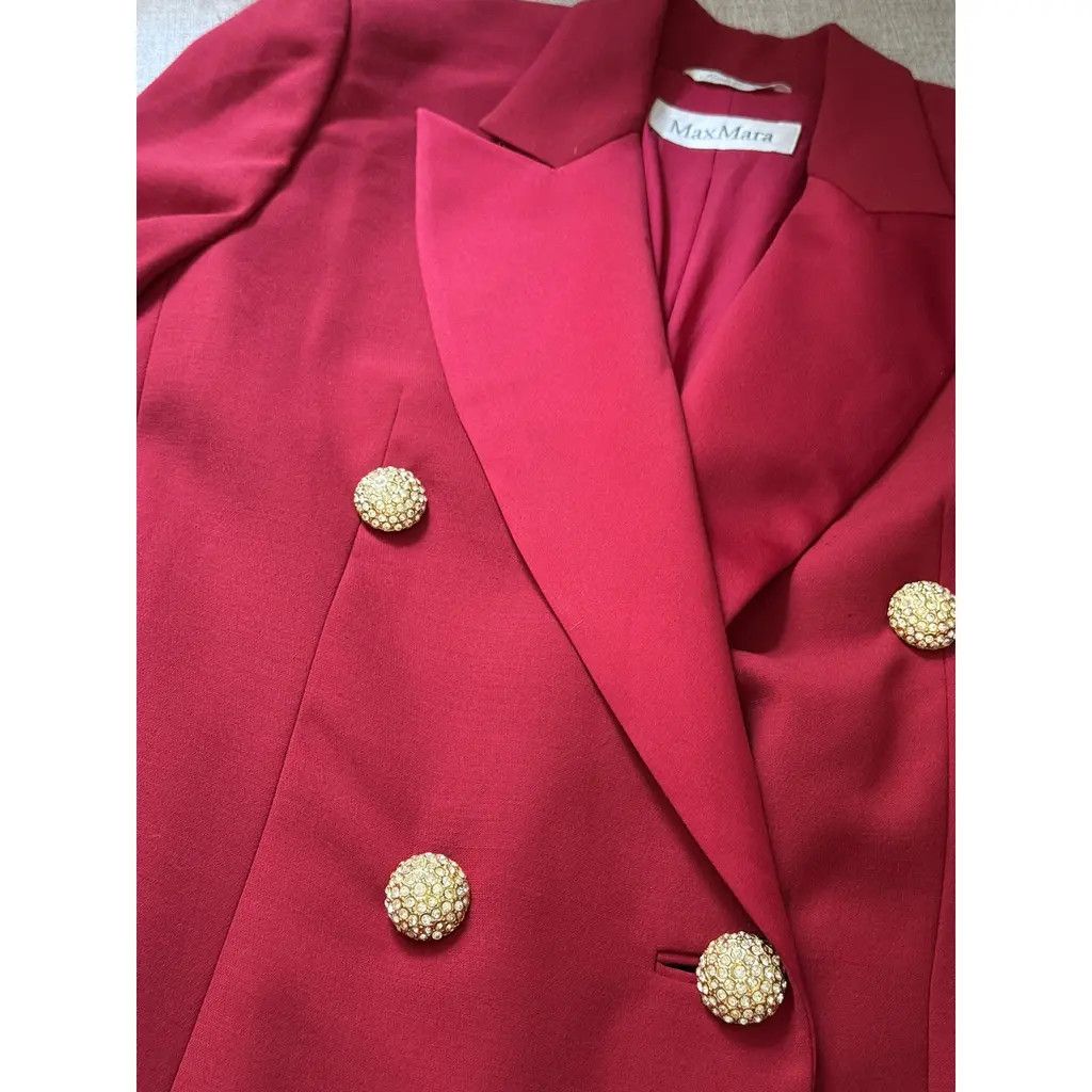 Max Mara Max Mara Red Double-Breasted Tailored Blazer Dress FR38 Size S / US 4 / IT 40 - 4 Thumbnail