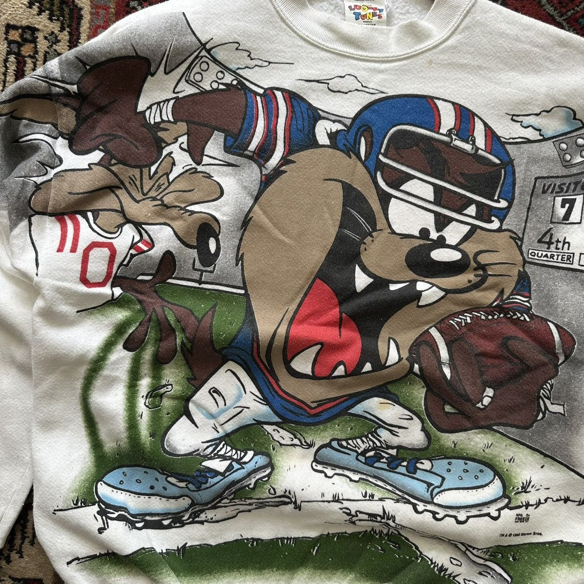Vintage Looney Tunes Taz Football Crewneck — 1995 Vintage Size US L / EU 52-54 / 3 - 4 Thumbnail