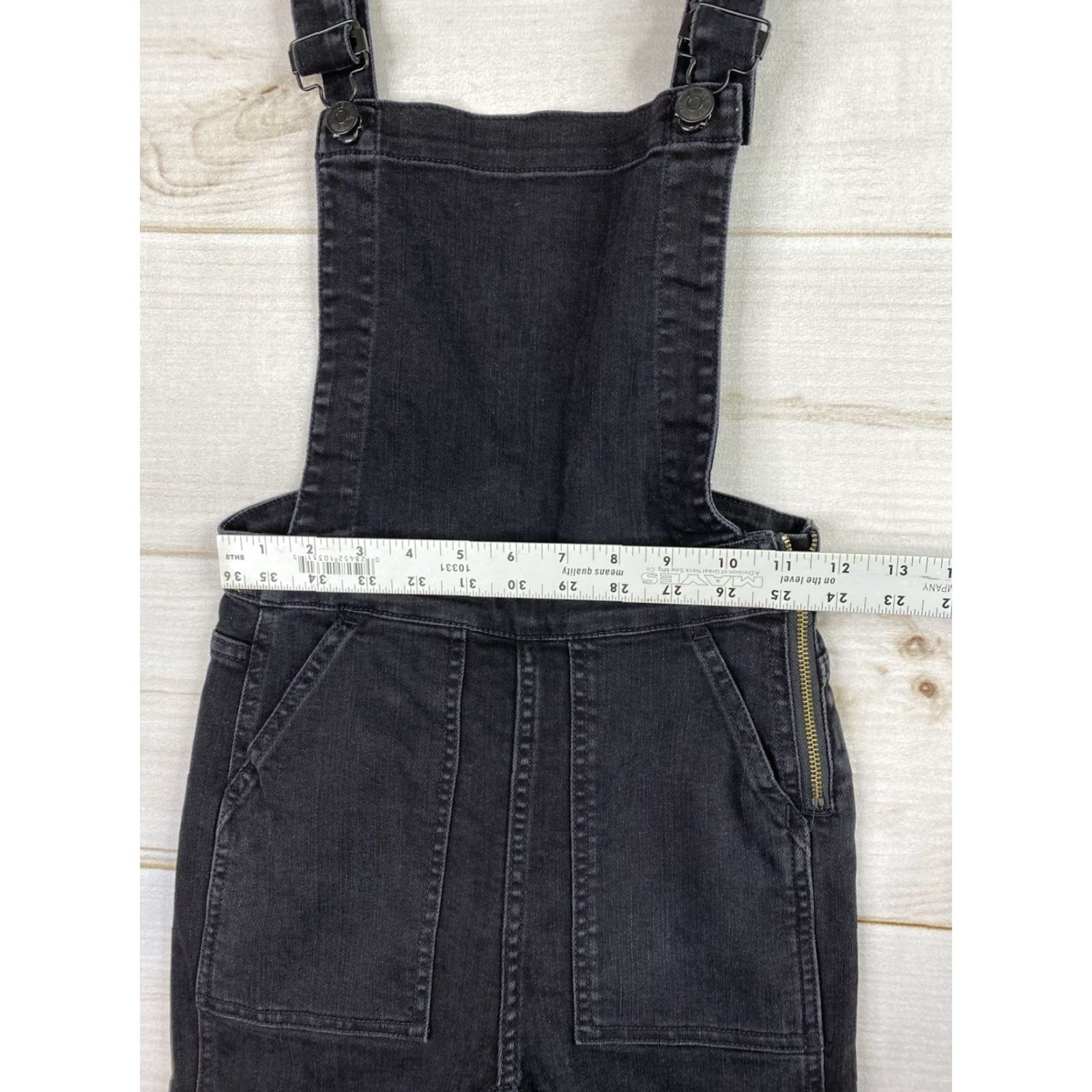 Madewell Madewell Overall Black XXS Denim Romper Jumpsuit Bodysuit Skinny Leg Side Zip Boho Stretch Pockets Casual Women’s Size 24" / US 00 / IT 34 - 5 Thumbnail