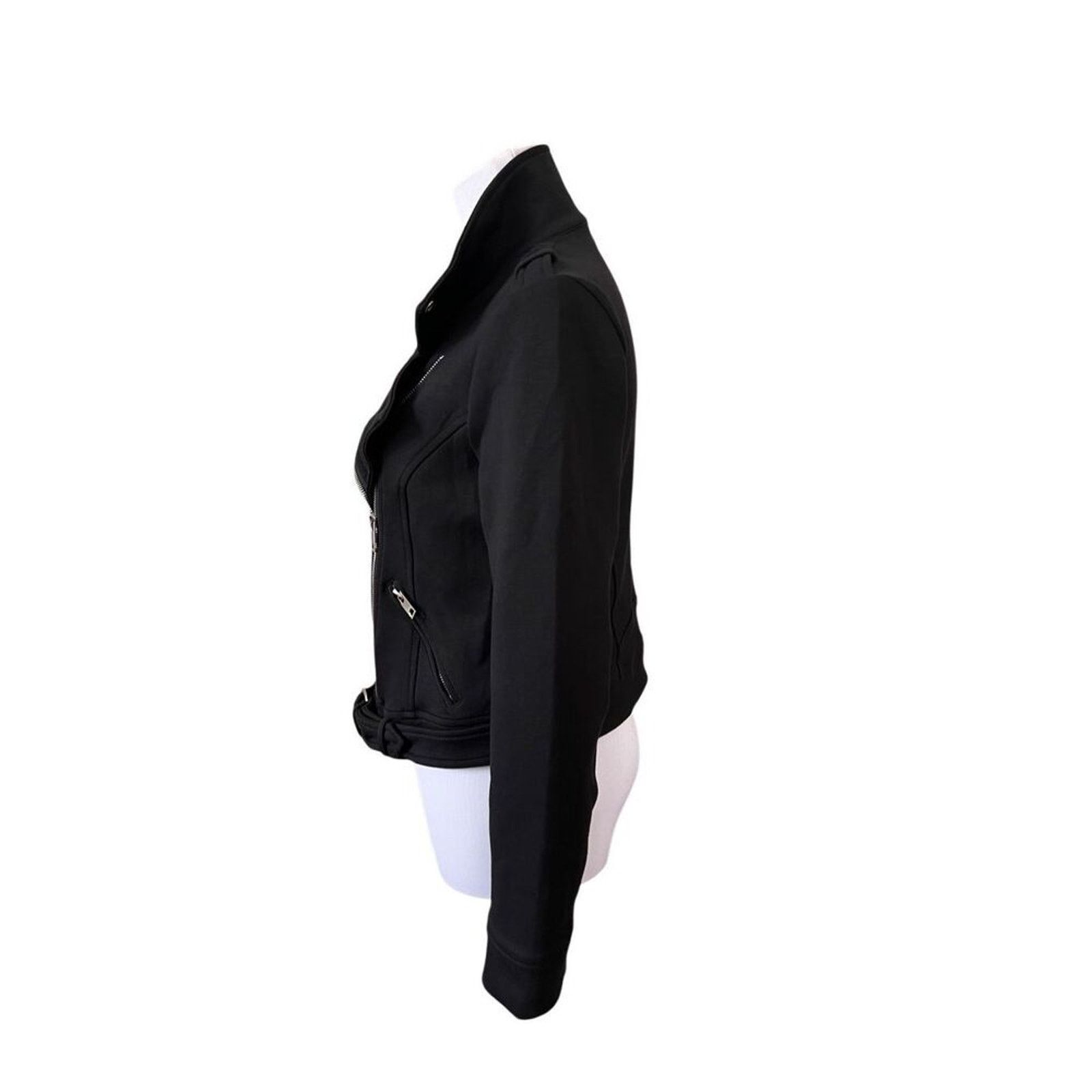 Other Lulus Motorcycle Black Rayon Jacket Retro Exposed Zippers XS Size XS / US 0-2 / IT 36-38 - 2 Thumbnail