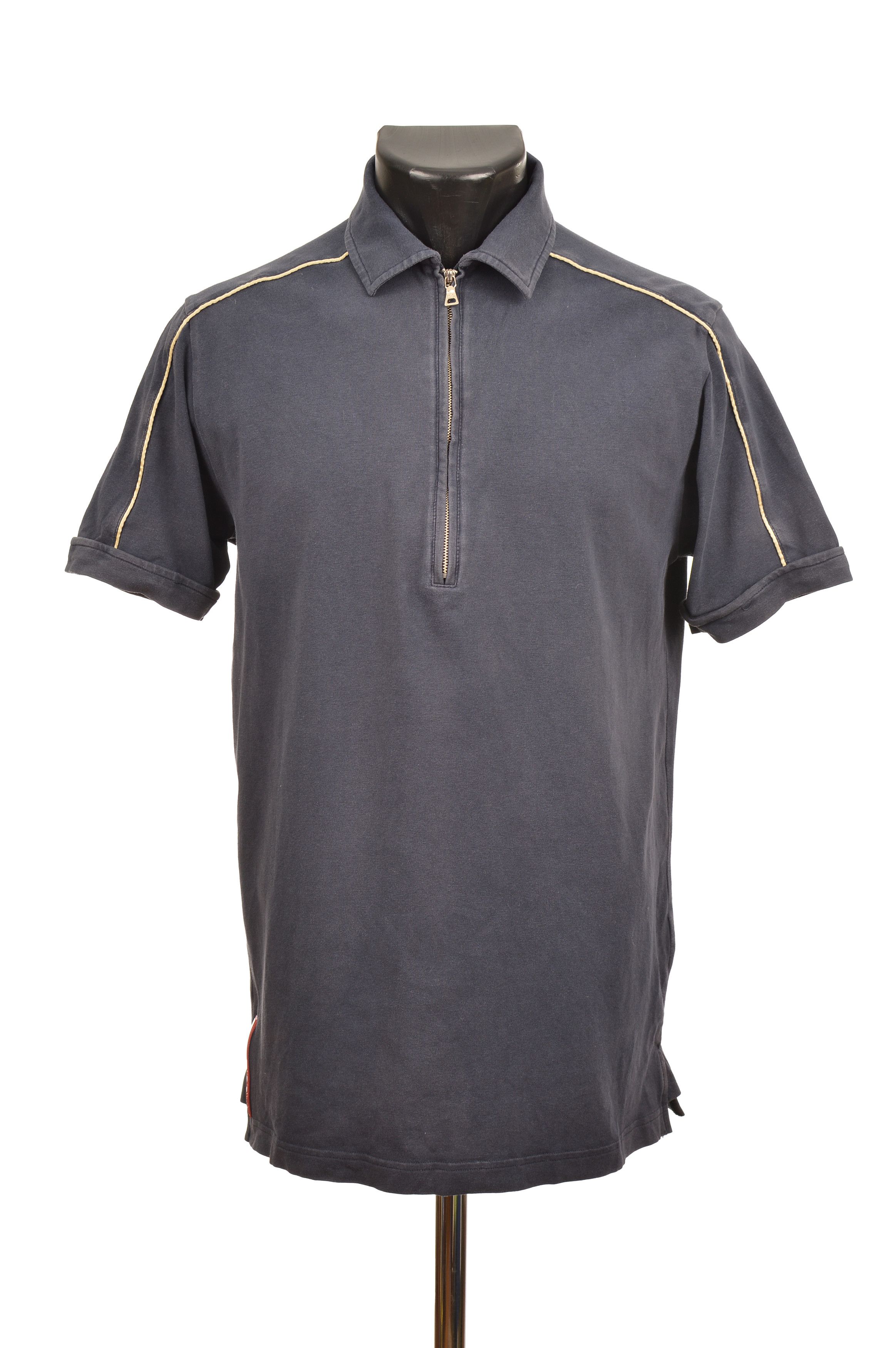 Prada Red Tab Vintage Faded Blue Polo Shirt