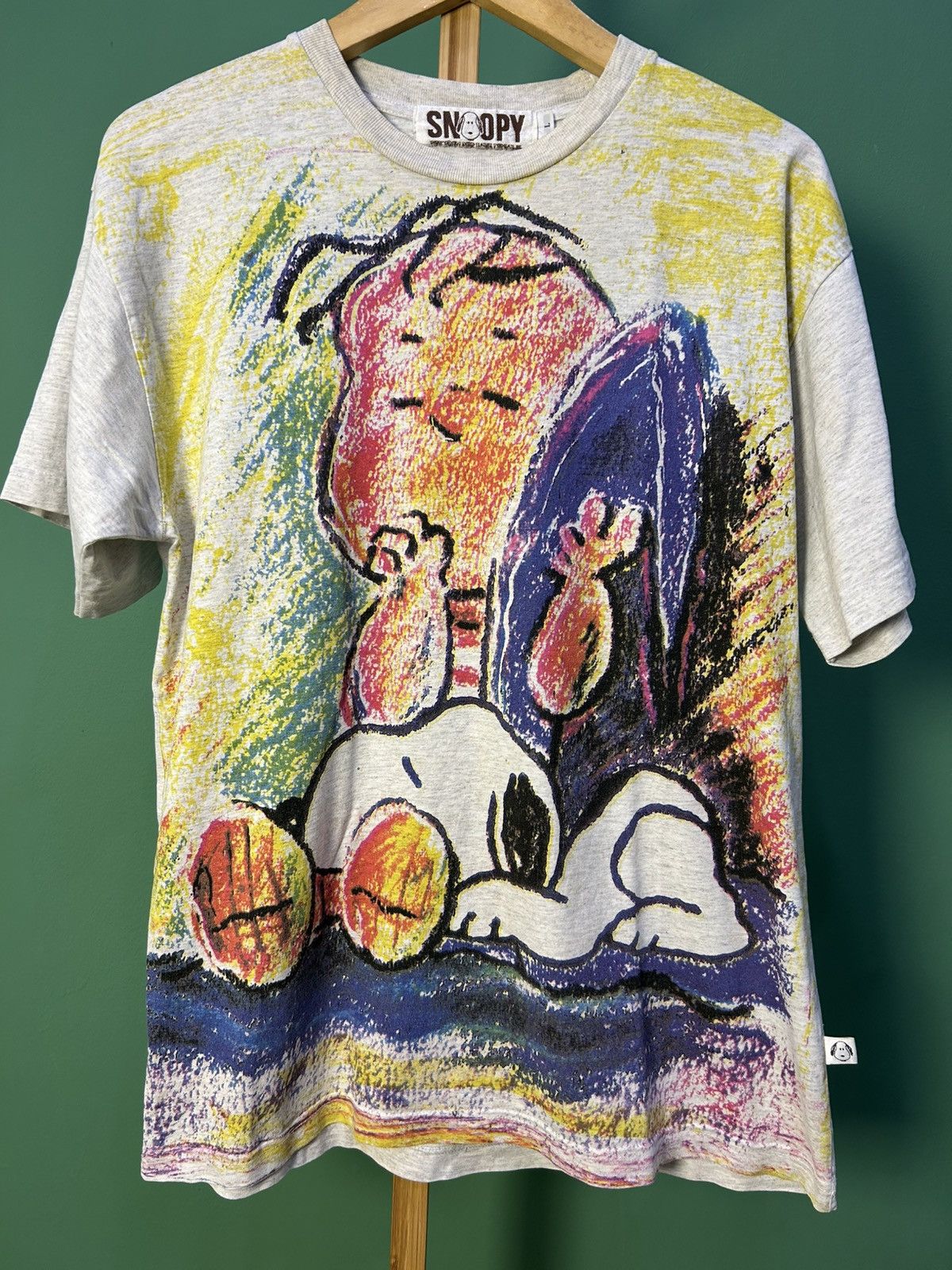 Peanuts Peanuts Snoopy Charlie Brown Crayon All Over Print Vintage Size US L / EU 52-54 / 3 - 1 Thumbnail