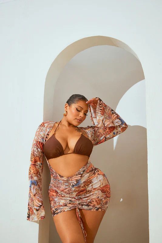 Fashion Nova Jungle Beach 3 Piece Bikini Set - Mocha/combo Size XL / US 12-14 / IT 48-50 - 3 Thumbnail