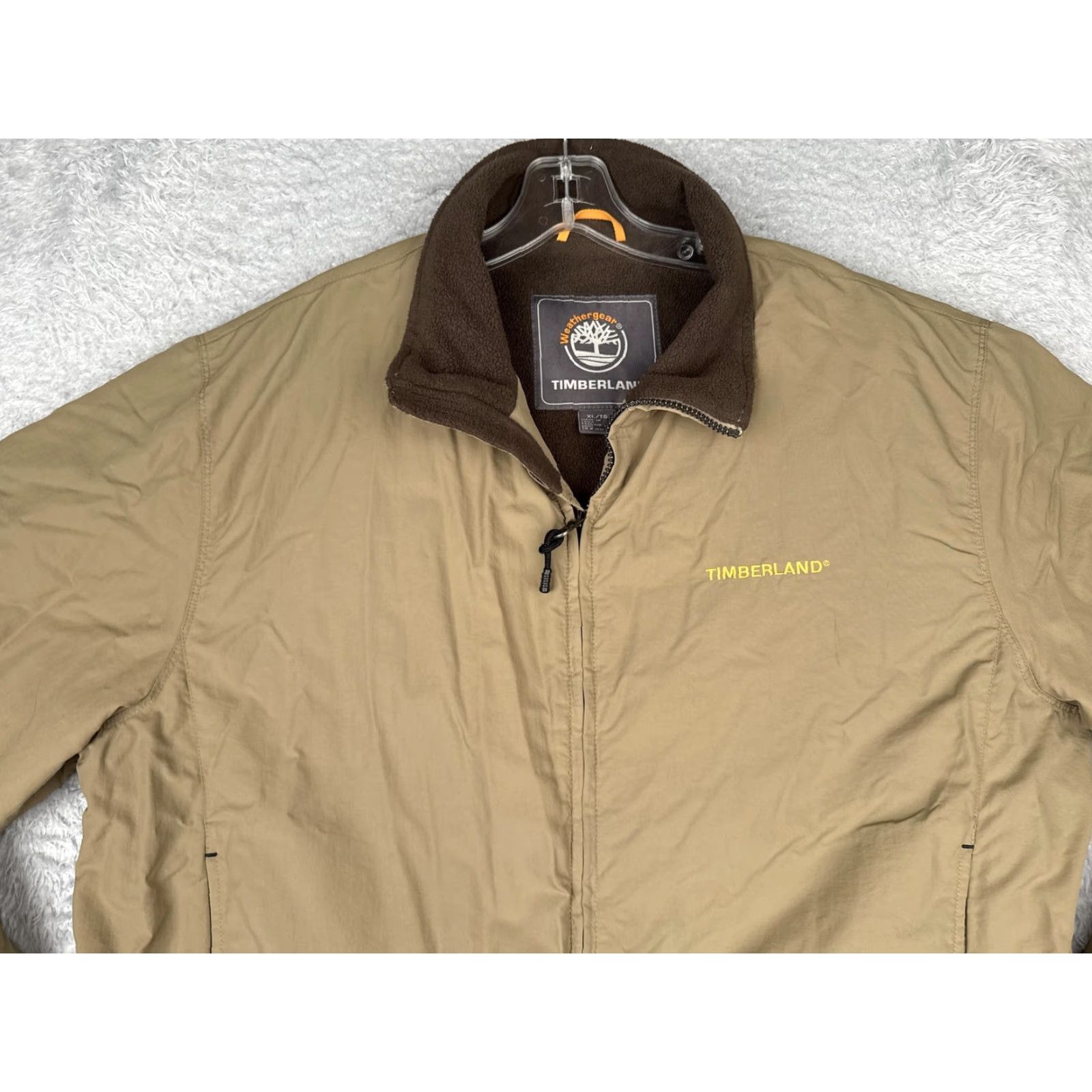 Timberland Timberland Weathergear Jacket Men XL Tan Brown Fleece Lined Full Zip Nylon Chore Size US XL / EU 56 / 4 - 7 Thumbnail