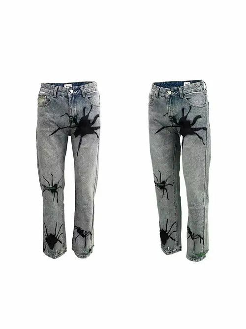 VIBE Vintage 3D Spider Spray Paint Destroyed Washed Jeans Size US 30 / EU 46 - 4 Thumbnail