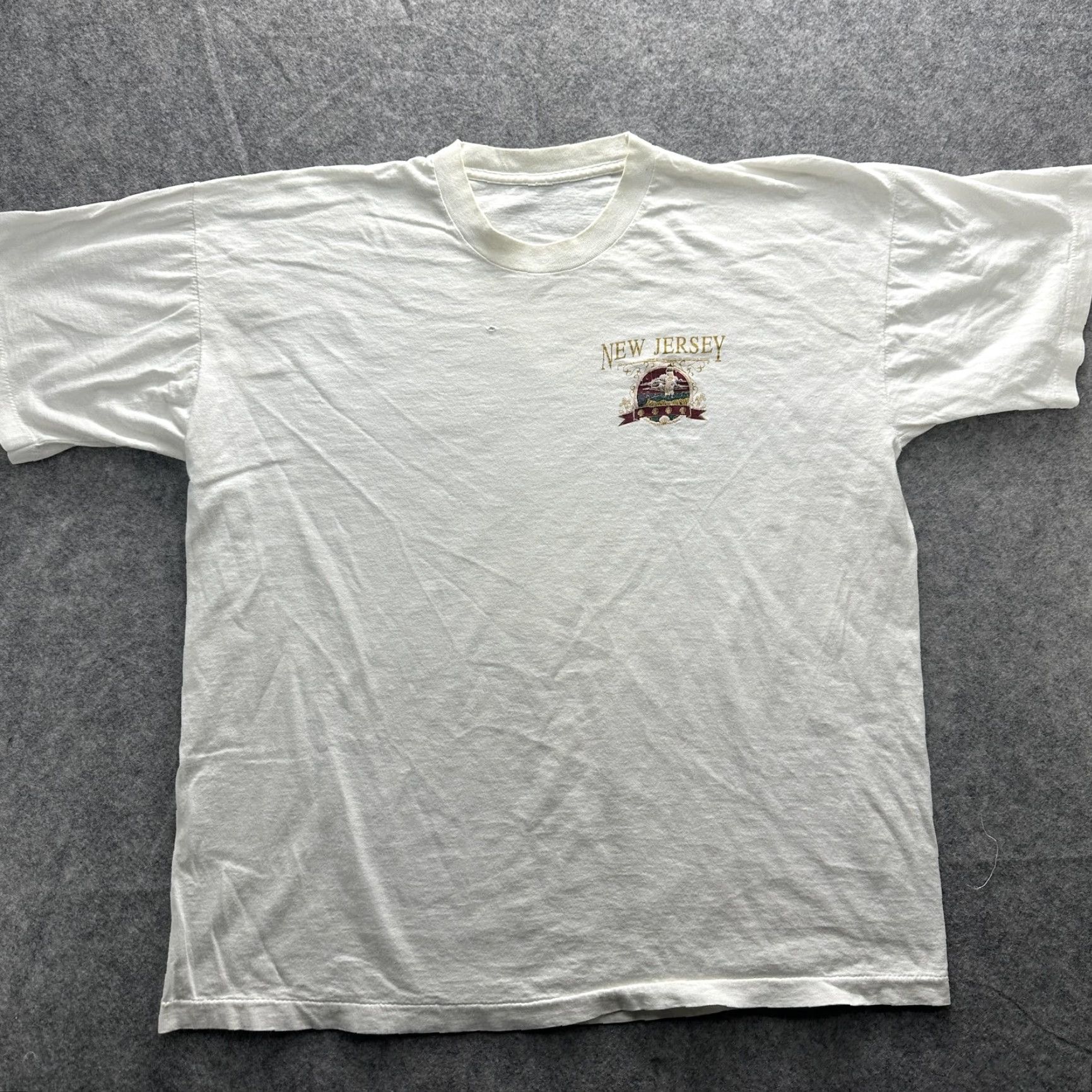 Vintage VINTAGE New Jersey Shirt Mens Large White Graphic Short Sleeve Crewneck Tee SS Size US L / EU 52-54 / 3 - 2 Thumbnail