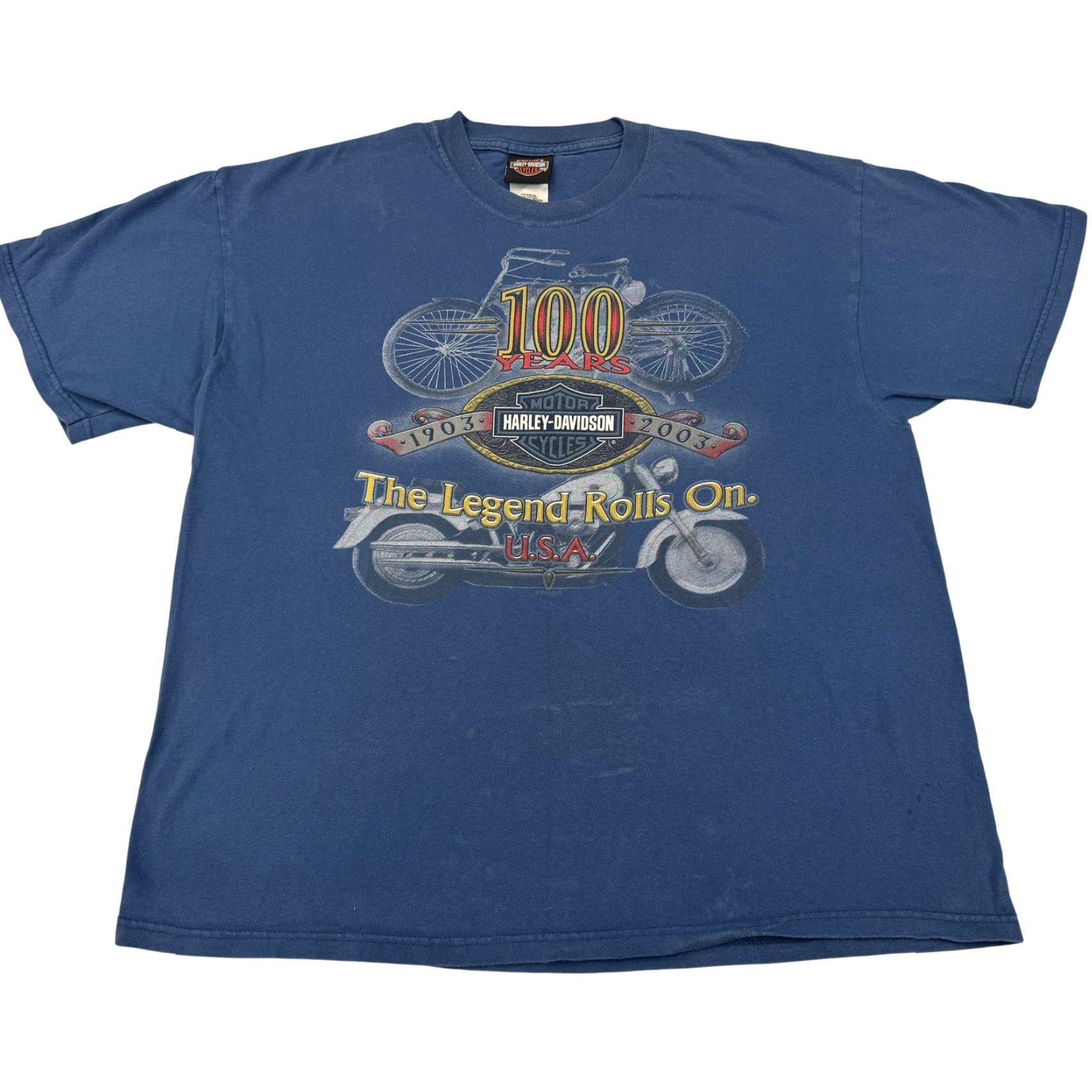 Harley Davidson VINTAGE Harley-Davidson Shirt Mens XL Blue 100 Years Savannah Georgia USA 2000s Size US XL / EU 56 / 4 - 2 Thumbnail