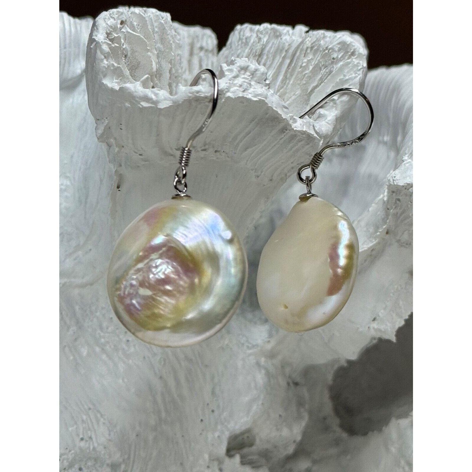 Jewelry 925 STERLING SILVER FRESH WATER PEARL EARRINGS LENGTH 1.8 In Size ONE SIZE - 2 Thumbnail