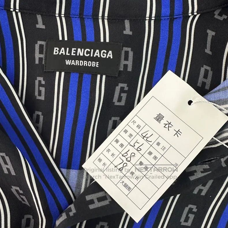 Balenciaga Balenciaga size 41 Black and blue logo striped viscose twi Size US L / EU 52-54 / 3 - 5 Thumbnail