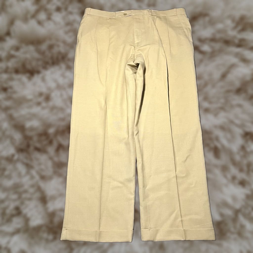 VINTAGE Ralph Lauren Pants Mens 38x30 Pleated Cuffed Beige Dress Pants 90s Preppy Mens