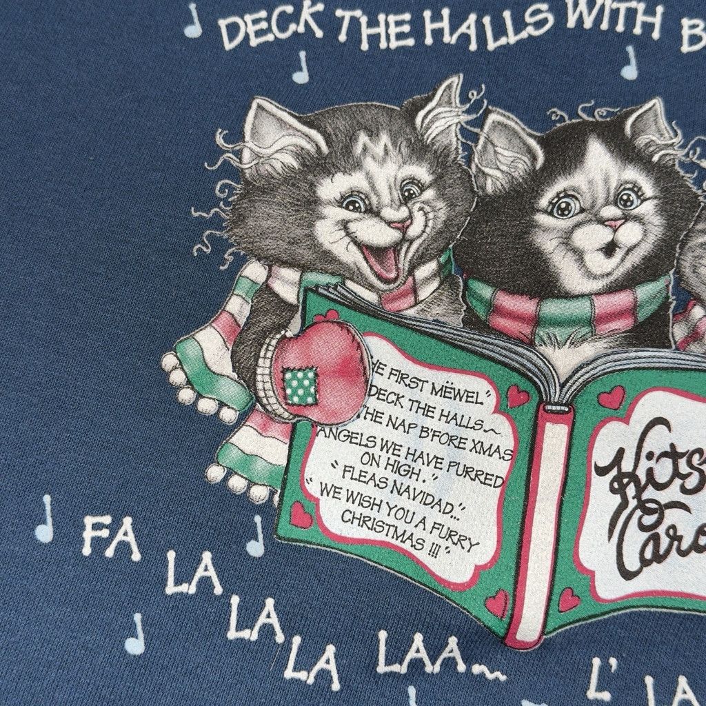 Vintage 80s 90s VTG Kitty Cat Christmas Graphic Whimsical Sweater Sw Size L / US 10 / IT 46 - 6 Thumbnail